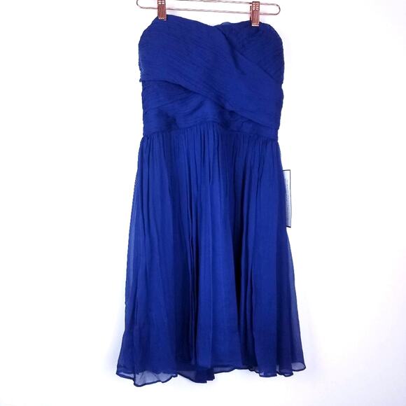 J. Crew | Blue Strapless Silk Dress 4 Royal New! - Picture 9 of 9